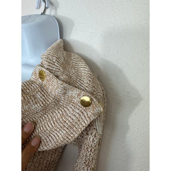 G by Guess Knit Sweater Dress Small Tan Beige Gold Button Detail - Picture 2 of 6
